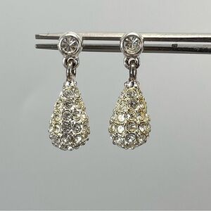 Monet 14K Gold Post White Diamond CZ Dainty Dangle Earrings Elegant Stunning